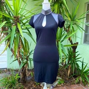 Black Cut Out Choker Keyhole Dress